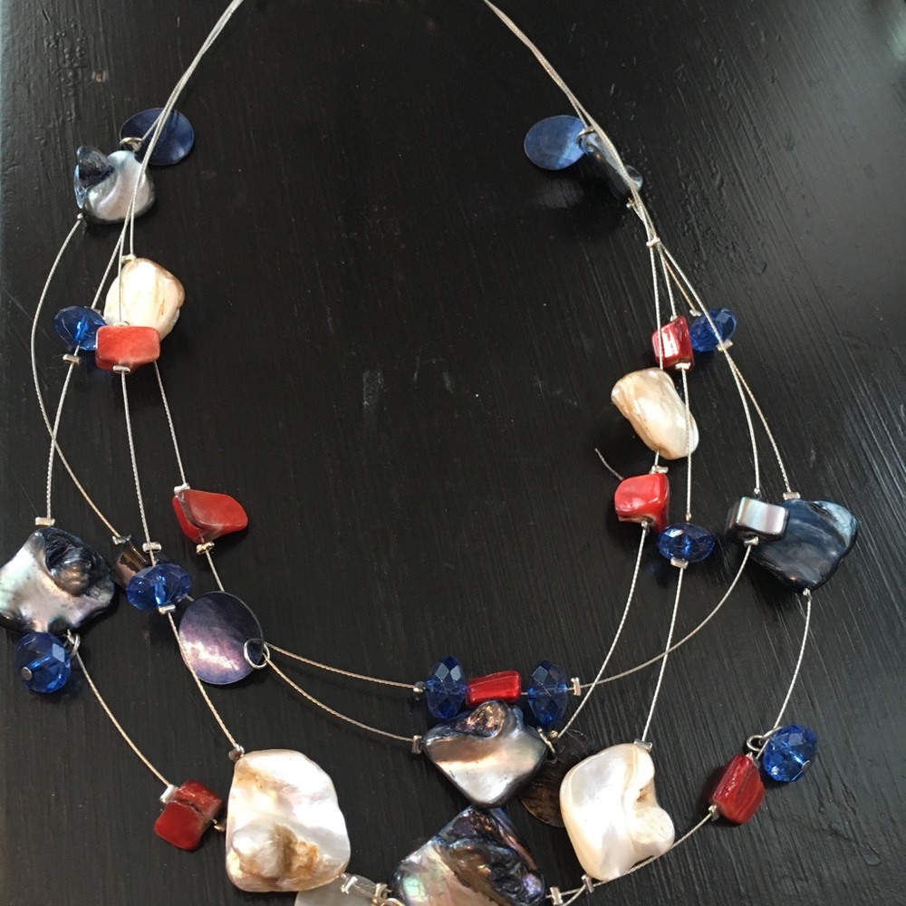 Red,whit and blue Necklace barely worn